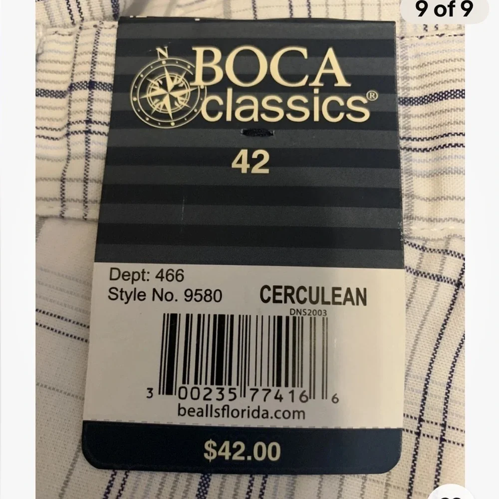 Boca Classics men's size 42 shorts multicolor plaid zip 100%Cotton